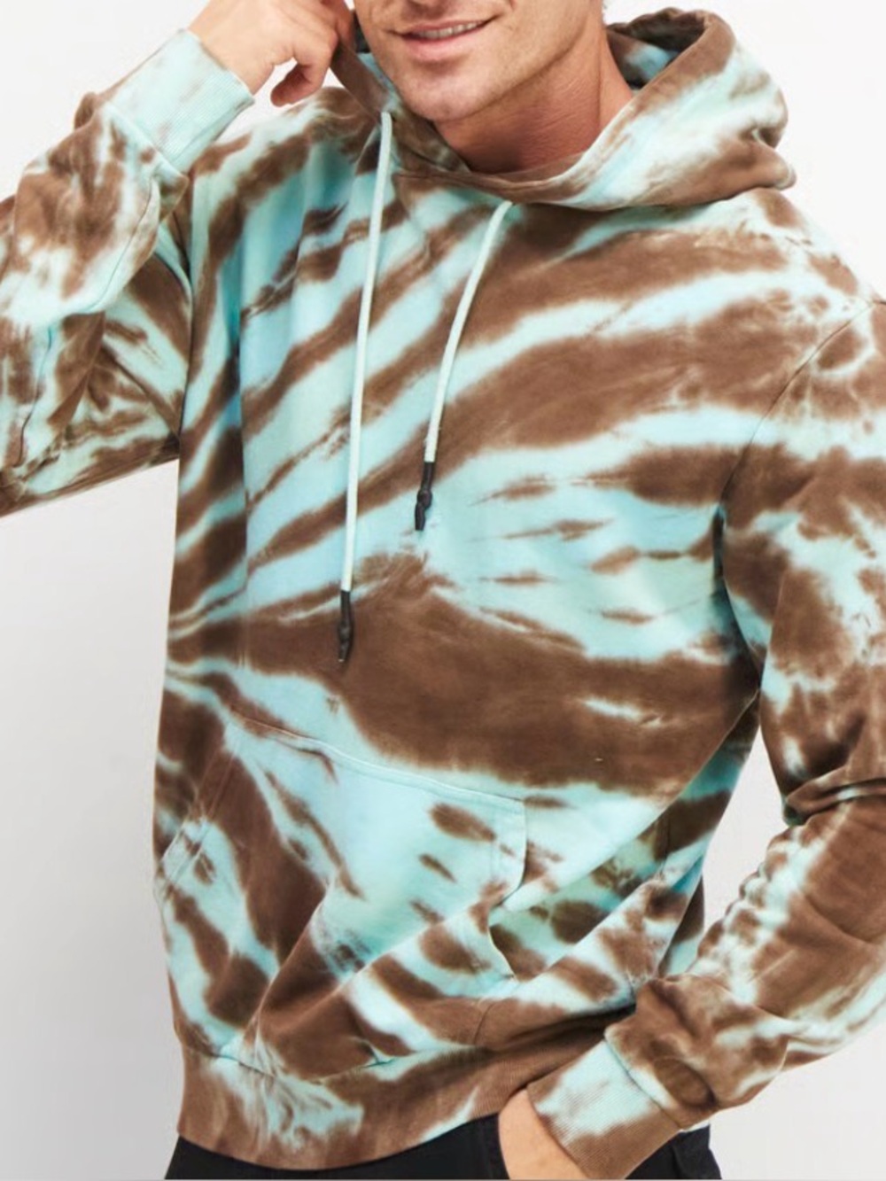Eleven Paris Mint Green & Brown Tie-Dye Hoodie